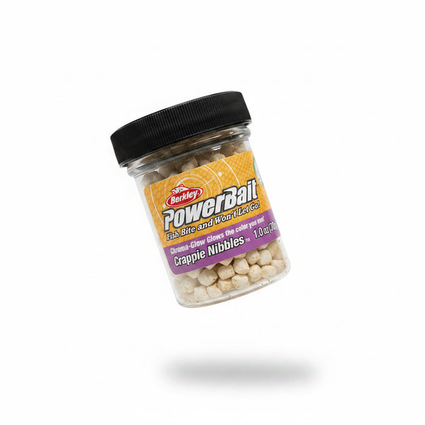 Berkley PowerBait Crappie Nibbles Chroma-Glow Glow White