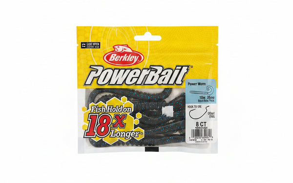 Berkley PowerBait Power Worm Black Blue Fleck 10”