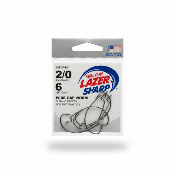 Eagle Claw Lazer Sharp Wide Gap Worm Hooks 2/0