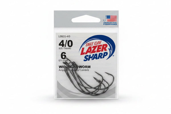 Eagle Claw Lazer Sharp Wide Gap Worm Hooks 4/0